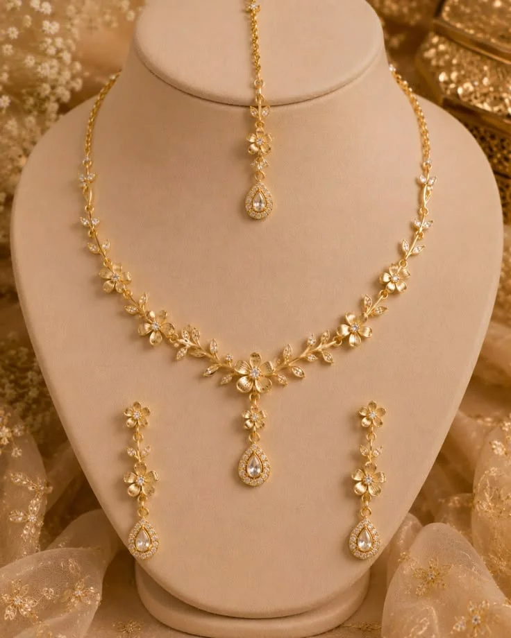 Elysian Chandbali Motif Necklace Set hover