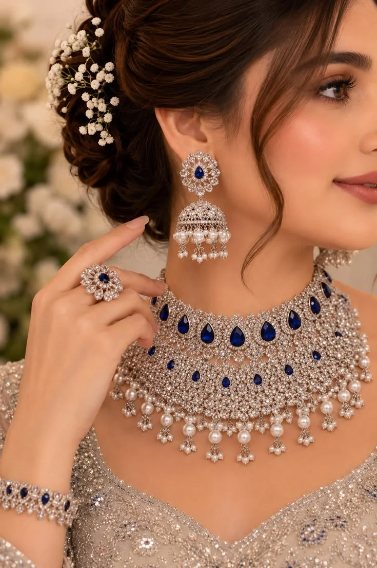 Tara Scalloped Pearl Royal Bridal Set hover