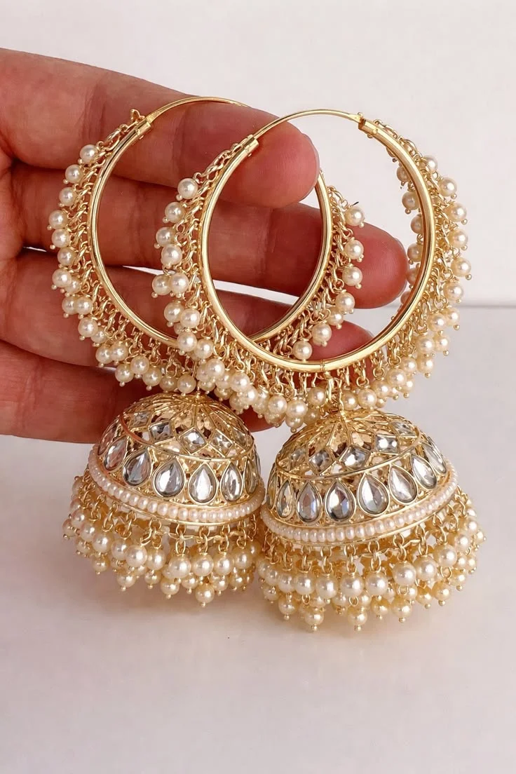 Elysian Pearl Chandbali Earrings hover